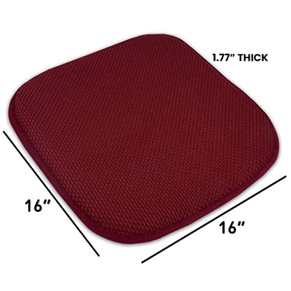 4 Pack Memory Foam Honeycomb Nonslip Back 16" x16" Chair/Seat Cushion Pad - color: Wine Burgundy, size: 4 Pack