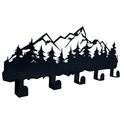 Metal Mountain Coat Hooks and Key Holder, Mountain Design Wall Art Decor, Clothes Hat Rack, and Backpack Hanger, Storage Decor for Living Room, Hallway, Office, Kitchen, Entryway, and Bedroom - color: Mountain