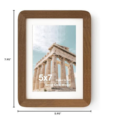 5x7 Solid Oak Wood Photo Frame | 5x7 Picture Frame With Mat For 4x6 | Plexiglas And Hanging Hardware Included | Walnut Wood (1 Pack) - color: Walnut, size: 5''x7''-1P