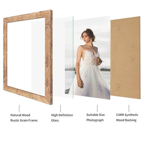 iRahmen 8.5x11 Picture Frame Set of 2, Rustic Brown Certificate Frame with High Definition Real Glass, Wood Photo Frames 8.5 by 11 Diploma Document for Wall Hanging and Tabletop Display - color: Rustic Brown, size: 8.5X11