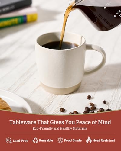 famiware Coffee Mugs Set of 4, Milkyway 13 oz Ceramic Cup Set with Handle | Stoneware Mug Set for Tea, Coffee, Latte, Cappuccino, Cocoa, Microwave and Dishwasher Safe, Matte White + Matte Dark Charcoal - color: Milkyway-Matte White + Matte Dark Charcoal,