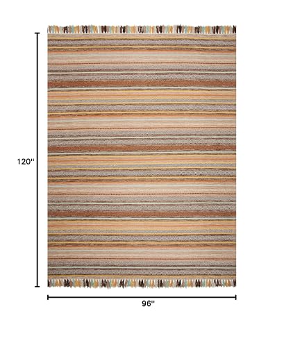 SAFAVIEH Area Rug 8x10 - Montauk Collection - Large - Brown & Multi, Handmade Cotton, Boho Stripe Fringe Design, Ideal for Living Room, Bedroom, Office, Dining Space (MTK901H) - color: Brown/Multi, size: 8' x 10' (Rectangular)
