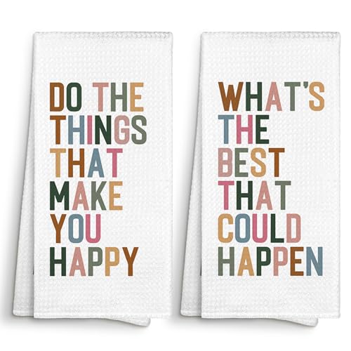 Boho Kids Inspirational Motivational Kitchen Towels Decorative 16x24 Set of 2, Preppy Dish Towels Cloths Dishcloths Gifts for Nursery Teens Dorm, Positive Bathroom Kitchen Hand Towel Decor - color: Inspirational