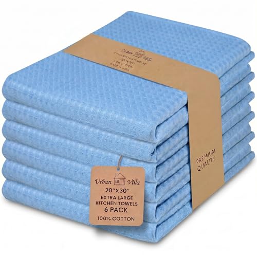 Urban Villa Kitchen Towels Cotton Dish Towels 20”x30” (Set of 6) Sky Blue - color: 071 Sky Blue, size: 18" x 28" (Set of 6)