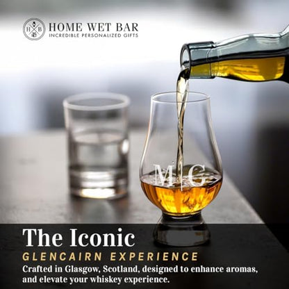 GLENCAIRN Personalized Whisky Glass - Custom Laser Engraved by Home Wet Bar | Perfect Glasses for the Current or Aspiring Whiskey Connoisseur, Set of 2