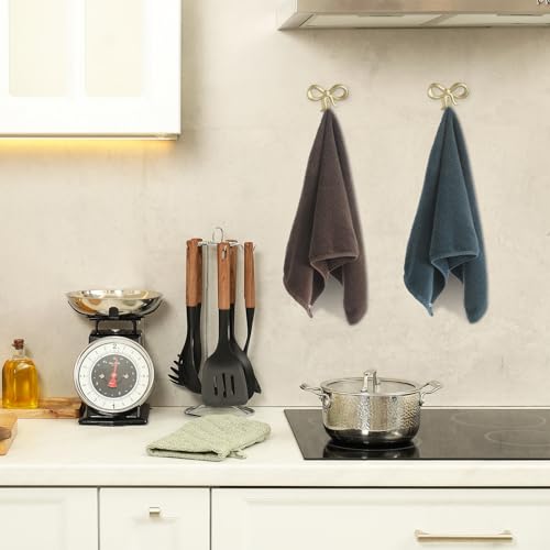 6 Pack Small Bow Wall Hook Bow Knot Hooks for Wall 2.36'' Decorative Coat Holder Metal Bowknot Door Hanger for Hats Bags Tie Bath Towels Coats