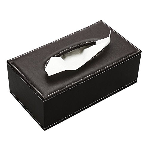 Rectangular PU Leather Tissue Box Cover - Facial Tissue Paper Napkin Holder for Bathroom, Home, Office, Car Automotive Decoration with Magnetic Bottom(Brown) - color: Brown