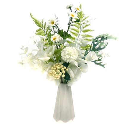 Tinsow 5 Pcs Artificial Eucalyptus Branches Real Touch Leaf Stem White Faux Eucalyptuses Wedding Bouquet Centerpiece Christmas Home Decor (White and Beige Mix, 5) - color: White