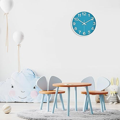 10 Inch Wall Clock, 2Pack Silent Non Ticking Battery Operated Clocks | Green Analog Clock| Living Room, Office, Classroom, Bedroom, Kitchen, Bathroom| Modern Simple Style | Easy to Read | Accurate - color: Blue, size: 10 inches