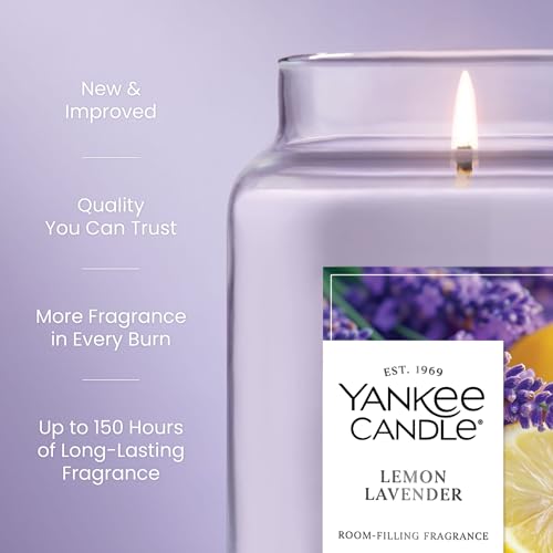 Yankee Candle Lemon Lavender Scented Candle, 22oz Large Jar with up to 150 Hour Burn Time, Giftable, Birthdays (Pack of 4) - color: Lemon Lavender, size: Large Jar (Pack of 4)