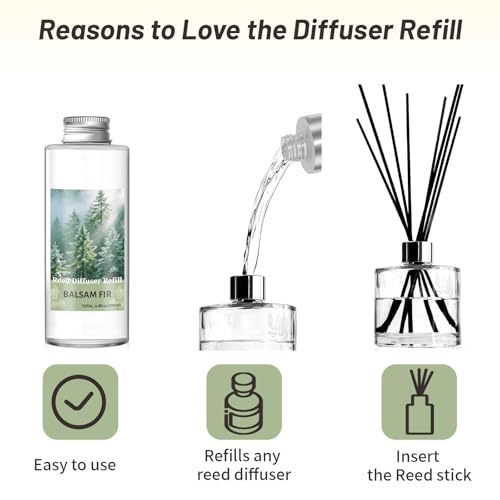 STRN Reed Diffuser Oil Refill, Balsam Fir Scent Diffuser Refill 200ML | Long-Lasting Summer Fragrance for Home, Living Room, Bedroom, Office