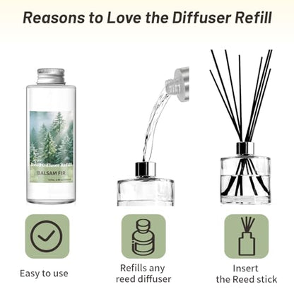 STRN Reed Diffuser Oil Refill, Balsam Fir Scent Diffuser Refill 200ML | Long-Lasting Summer Fragrance for Home, Living Room, Bedroom, Office