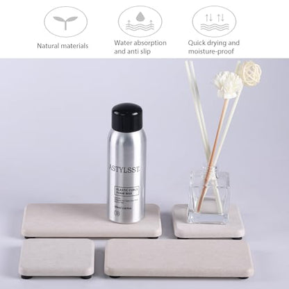NiuYichee Set of 4 Water Absorbent Diatomite Coasters, Diatomaceous Earth Kitchen Soap Dish, Bathroom Trays, Water Absorbing Stone Used for Hand Soaps & Plants & Toiletries in The Modern Home - color: Set of 4 Light Gray