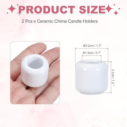 uxcell 2 Pcs Ceramic Chime Candle Holders, Small Ceramic Candle Holders for Birthday Parties Dinners Weddings Table Centerpiece Gatherings Anniversaries Occasions, White - color: White