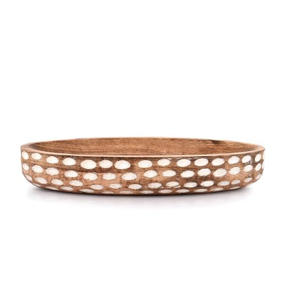 Mango Wood Decorative Bowl for Table Centerpiece Dining Living Room Home Kitchen Décor (14" x 6" x 2.3")