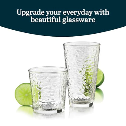 Libbey Yucatan Textured Tumbler & Rocks Drinking Glasses Set of 16 | Jumbo Margarita Glass Cups with 16.2 oz and 13 oz Capacities for Frozen Cocktails, Mocktails & Entertaining - color: 06 - Yucatan Frost