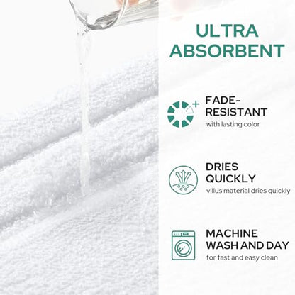 HOMEIDEAS Bathroom Rugs Sets 2 Piece, Super Soft and Absorbent Non Slip Microfiber Machine Washable Bath Mat Set (20" x 32" + 16" x 24", White) - color: Loop- White, size: 1'4" x 2'8" (16"x24"+20"x32")