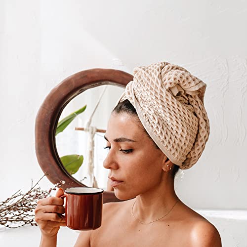 Waffle Hand Towel – 100% Turkish Cotton, Quick-Dry, Soft and Absorbent Bathroom Towel (Beige) - color: Beige, size: Hand Towel (1 Piece)