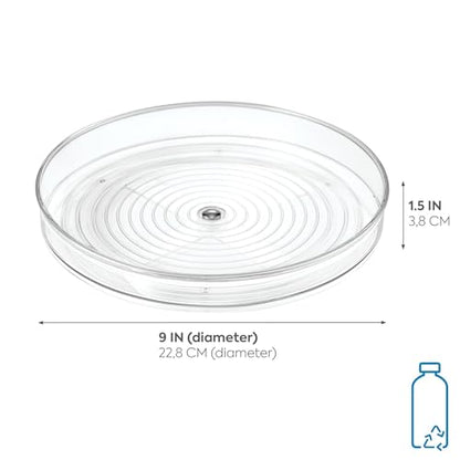 iDesign 9-Inch Lazy Susan Organizer | Small Turntable, For Cabinet or Pantry, Clear - size: 9 Inch, style: Pack of 1