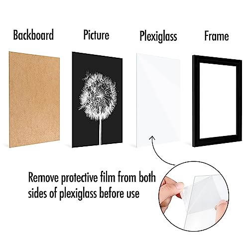 Americanflat 5x7 Picture Frame 5-Pack - Slim Molding - Black | Polished plexiglass front, wall or tabletop display with included easel, triangle hangers included, secure turn-tab backing - color: Black, size: 5x7