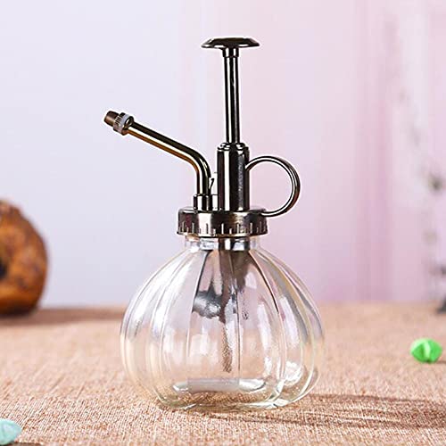 Water Spray Bottle Vintage Pumpkin Style Decorative Glass Plant Atomizer Watering Can Pot | Plant Mister with Top Pump for Indoor Potted Plants Terrariums Flowers