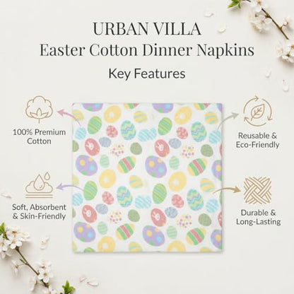 Urban Villa Cloth Napkins Cotton 20x20 (Set of 12) Egg Print - color: 006 Easter Print, size: 20" x 20" (Set of 12)