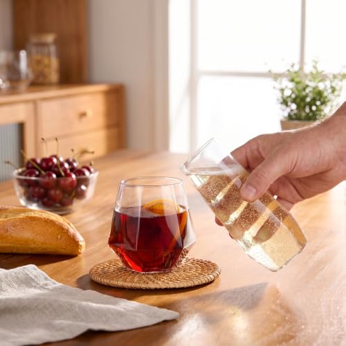 BESTSTAR 48 Pack Clear Plastic Wine Glasses Set BPA-Free Shatterproof | 24 9 OZ Stemless Champagne Flutes & 24 12OZ Diamond Wine Whiskey Glasses, Clear Drinkware for Weddings, Parties & Events - color: Clear Diamond