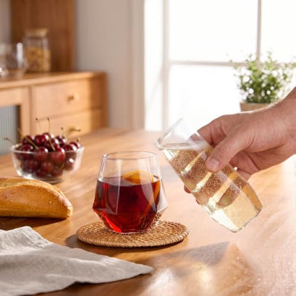 BESTSTAR 48 Pack Clear Plastic Wine Glasses Set BPA-Free Shatterproof | 24 9 OZ Stemless Champagne Flutes & 24 12OZ Diamond Wine Whiskey Glasses, Clear Drinkware for Weddings, Parties & Events - color: Clear Diamond