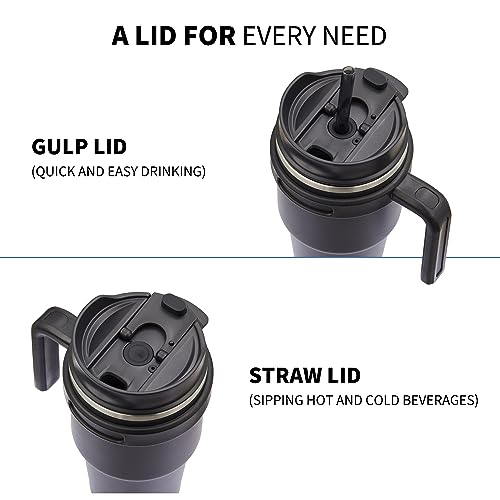 20 oz Insulated Travel Coffee Mug Tumbler with Handle and Straw | Leakproof Stainless Steel Coffee Cup with Lid, Double Wall Vacuum Ice Thermal Cup, Sky Blue - color: Sky Blue, size: 20 Ounces