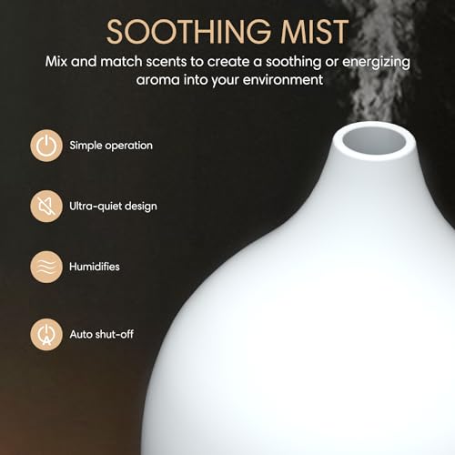 SALKING Essential Oil Diffuser 2 Pack, 100ml Aromatherapy Diffuser for Home | Cool Mist Humidifier with Auto Shut-Off, Ultrasonic Diffusers for Essential Oils, Warm White Lights, Quiet, Bedroom, Office - color: Set of 2