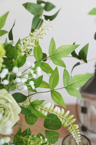 Serra Flora Artificial Greenery Stems Box Set,(Pack of 37pcs) with 8 Kinds of Faux Pink Green Filler for DIY Bridal Bouquets Wedding Floral Arrangement Table Centerpieces - color: Green