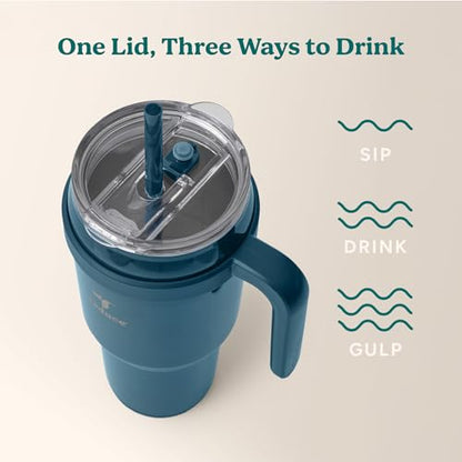 REDUCE 40 oz Stainless Steel Tumbler with Handle - Dual-Wall Vacuum Insulated Travel Mug, Sweat-Proof Lid & Reusable Straw - Keeps Drinks Cold for 24 Hrs, Fits Cupholders, Dishwasher Safe - Dark Web - color: Dark Web, size: 40 Ounces