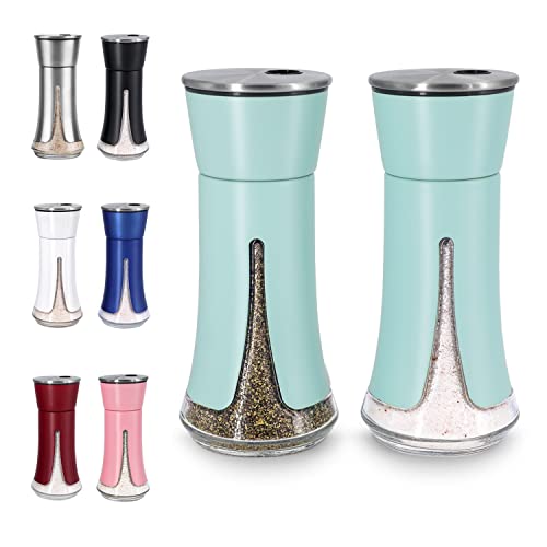 Teal Salt and Pepper Shakers by Aelga, Salt Shaker with Adjustable Pour Holes, Teal Kitchen Accessories, Decor for Kitchen,Restaurants,Camp,BBQ - color: Teal