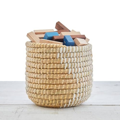 Small Grass Gold Ribbon Basket (10" Small) - size: 10" Tall