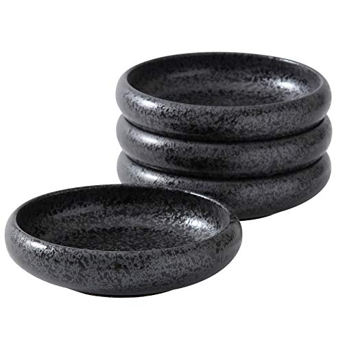 Uaral Japanese Plates Serving Dishes,Salad Bowl Set,Dessert Plate,Appetizer Plate Set of 4,5.5 inch(Black Speckled) - color: Black Speckle