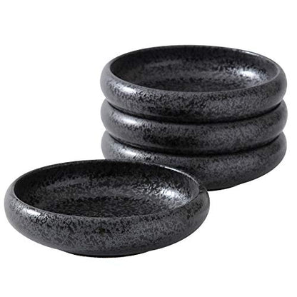 Uaral Japanese Plates Serving Dishes,Salad Bowl Set,Dessert Plate,Appetizer Plate Set of 4,5.5 inch(Black Speckled) - color: Black Speckle