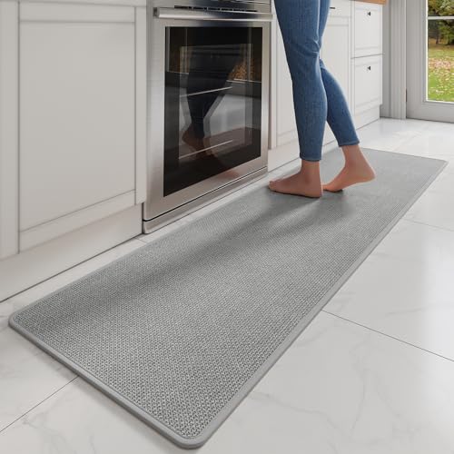 Long Kitchen Runner Rugs Kitchen Mat Non Slip Washable Gray 17"x71" | Super Absorbent Woven Rubber Backing Washable Kitchen Floor Mat Sink Mat Runner Rugs Front of Sink, Easy Clean - color: A- Gray, size: 17"x71"