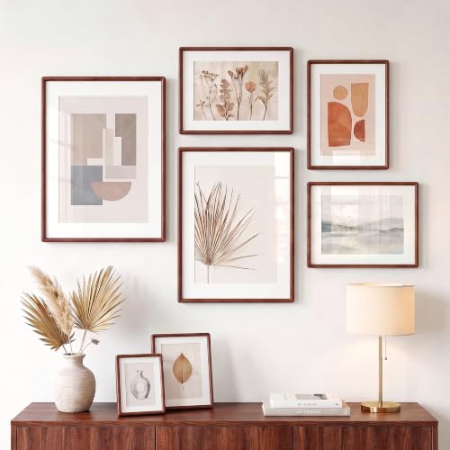 Acovy 5x7 Picture Frame, Natural Solid Mahogany Wood | Handcrafted Wooden Frame, Matted to 4x6, High Definition Tempered Glass, Wall Hook Included - color: Mahogany, size: 5"x7"