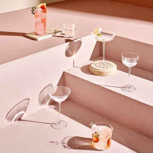 NUDE Savage Pony Glasses Set of 2 – 4.5 oz Premium Lead-Free Crystal Nick and Nora Cocktail Glasses – Elegant Coupe Style for Martini, Margarita, Espresso Martini Pony Drinks - color: Savage Pony
