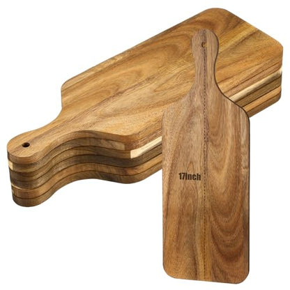 Didaey 6 Pcs Cutting Board Bulk Kitchen Thicken Chopping Platter with Handles Wooden Charcuterie Serving Trays Blank Wood Boards for Engraving Wedding Housewarming(Acacia Wood,17 x 6 Inch) - size: 17 x 6 Inch