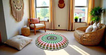 Large Round seat Floor Cushion Chair Ottoman Cover Pouf Pillow Meditation Floor Cushions for Adults Seating pouffe Ottoman Throw Covers Craft Room Furniture Sitting Cover 22 Inches Green White - color: Green White