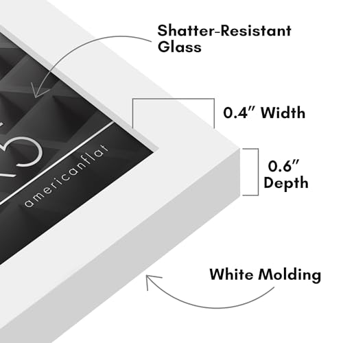 Americanflat 3x5 Picture Frame - Slim Molding - White | Shatter-resistant glass, wall or tabletop display with included easel, secure turn-tab backing, fits photos, posters and art - color: White, size: 3x5