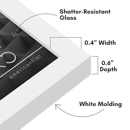 Americanflat 3x5 Picture Frame - Slim Molding - White | Shatter-resistant glass, wall or tabletop display with included easel, secure turn-tab backing, fits photos, posters and art - color: White, size: 3x5