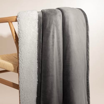 UGG Bliss Fleece Throw Blanket for Couch, 50''x70'', Charcoal Grey | Ultra Soft & Plush,Reversible,Oeko-Tek Compliant,Machine Washable,Medium Weight, Luxury Giftable Blanket, All Season Comfort - color: Grey