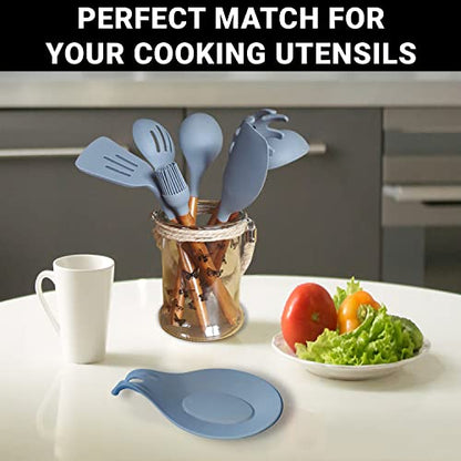 Silicone Spoon Rest for Stove Top, XL 9.2 Inch, DISHWASHER SAFE | NON-STICK Surface for Quick Cleanup, Non-Slip, Safe for Glass and Induction Cooktops, Raised Edges Catch Drips, Cool Gray - color: Cool Gray -1 Piece