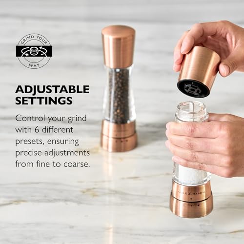 Cole & Mason Derwent Salt & Pepper Mill Gift Set - Refillable Spice Grinder Set 7.5" Salt and Pepper Grinder – Wood - color: Copper