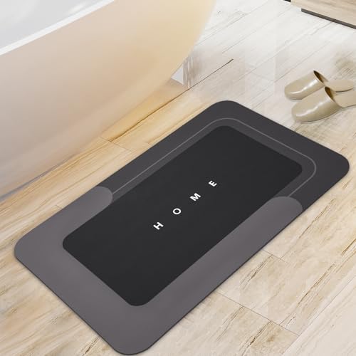 Housego Absorbent Bath Mat, Quick Dry Bath Rug, Non-Slip, 15.7x23.6 Inch, Black - color: Black, size: 1 Rectangular Piece (15.7" x 23.6")