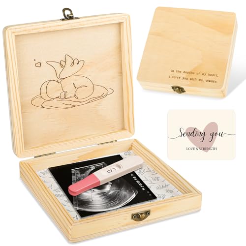 Miscarriage Gifts for Mothers, Memorial Box for Pregnancy Loss | Wooden Angel Baby Memory Keepsake, Storage for Photo & Ornaments, Comfort Sympathy Bereavement Gift for Parents, Mom and Dad