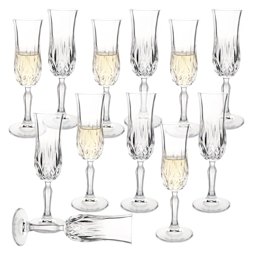 4.4Oz Vintage Champagne Glasses Set of 12 Crystal Dishwasher Safe | Elegant goblet glassware for wine, whiskey & liqueur — ideal for Valentine’s, weddings & anniversaries
