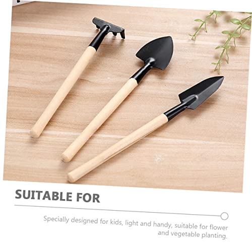 2Sets Mini Gardening Tools Handle Planting Tools for Transplanting Mini Garden Tools with Rake Shovel and Trowel for Succulents and Houseplants